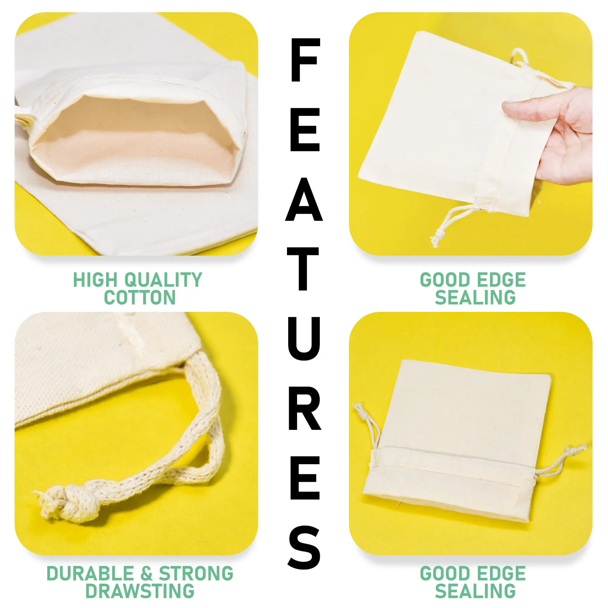 12x16 inches Cotton Muslin Bags