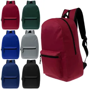 15" Kids Basic Wholesale Backpack in 6 Colors - Bulk Case of 24