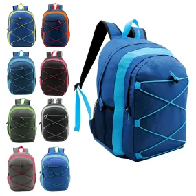 17" Bungee Wholesale Premium Design Backpacks in 4 Assorted Colors - Wholesale Bookbags Case of 24