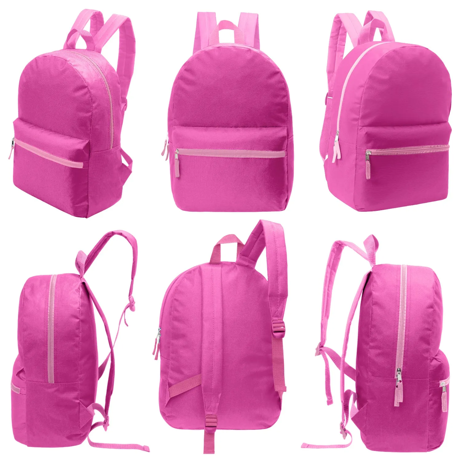 17" Kids Basic Wholesale Backpack in 12 Great Colors - Bulk Case of 24 Backpacks