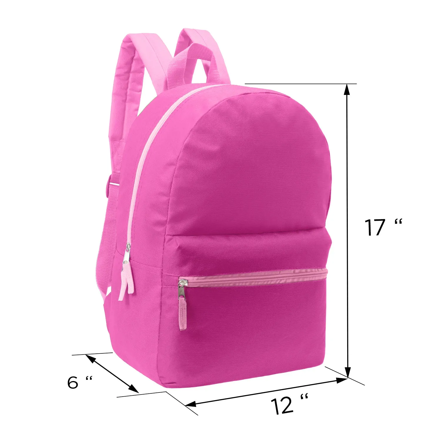 17" Kids Basic Wholesale Backpack in 12 Great Colors - Bulk Case of 24 Backpacks
