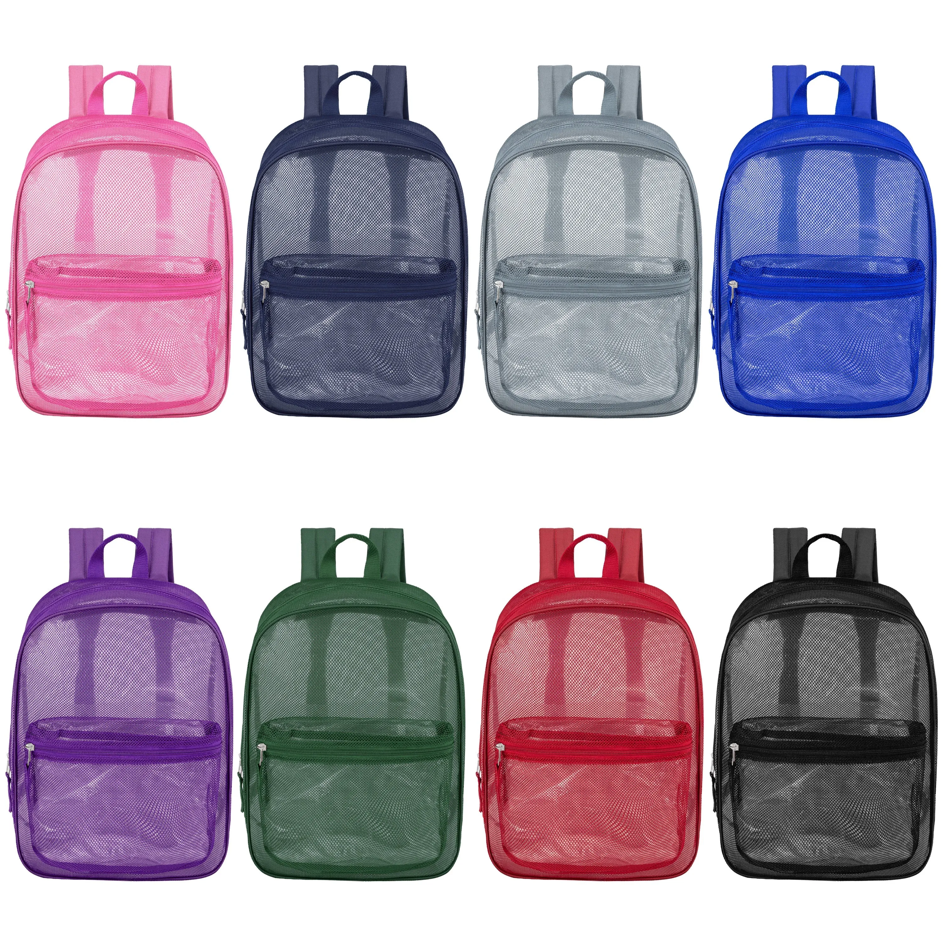 17" Wholesale Mesh Backpack in 8 Assorted Colors - Bulk Case of 24 Mesh Bookbags