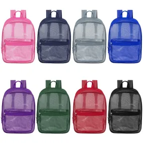17" Wholesale Mesh Backpack in 8 Assorted Colors - Bulk Case of 24 Mesh Bookbags