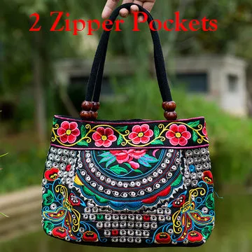 2016 Vintage National Ethnic Embroidery Bags Indian Boho Embroidered Shoulder Bag Brand Bags Logo Handbags Women Sac a Dos Femme