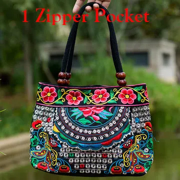 2016 Vintage National Ethnic Embroidery Bags Indian Boho Embroidered Shoulder Bag Brand Bags Logo Handbags Women Sac a Dos Femme
