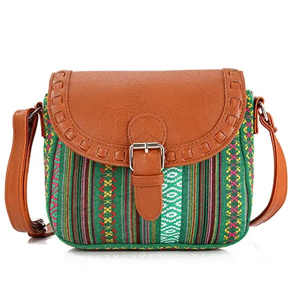 2017 Vintage Fabric Boho Aztec Tribal Female Handbag Women Crossbody Bag Ladies Shoulder Bag with PU Leather Messenger Bag