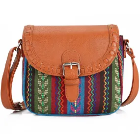 2017 Vintage Fabric Boho Aztec Tribal Female Handbag Women Crossbody Bag Ladies Shoulder Bag with PU Leather Messenger Bag