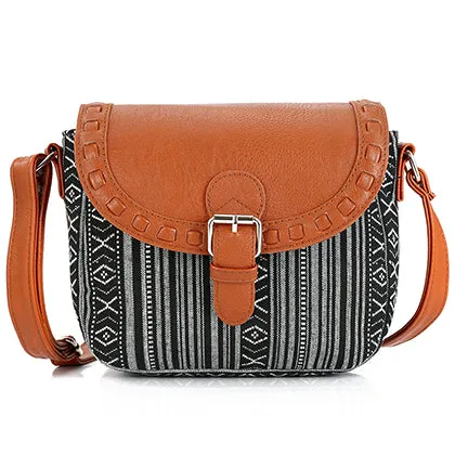 2017 Vintage Fabric Boho Aztec Tribal Female Handbag Women Crossbody Bag Ladies Shoulder Bag with PU Leather Messenger Bag