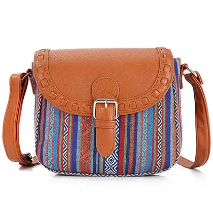 2017 Vintage Fabric Boho Aztec Tribal Female Handbag Women Crossbody Bag Ladies Shoulder Bag with PU Leather Messenger Bag