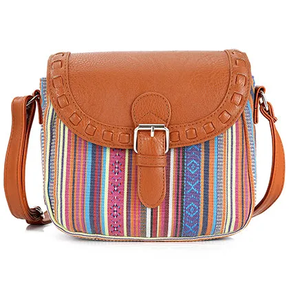 2017 Vintage Fabric Boho Aztec Tribal Female Handbag Women Crossbody Bag Ladies Shoulder Bag with PU Leather Messenger Bag