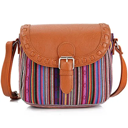 2017 Vintage Fabric Boho Aztec Tribal Female Handbag Women Crossbody Bag Ladies Shoulder Bag with PU Leather Messenger Bag