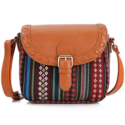 2017 Vintage Fabric Boho Aztec Tribal Female Handbag Women Crossbody Bag Ladies Shoulder Bag with PU Leather Messenger Bag