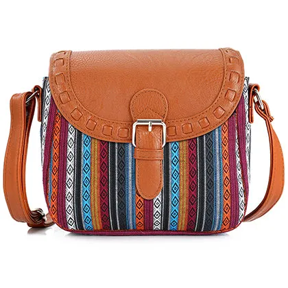2017 Vintage Fabric Boho Aztec Tribal Female Handbag Women Crossbody Bag Ladies Shoulder Bag with PU Leather Messenger Bag