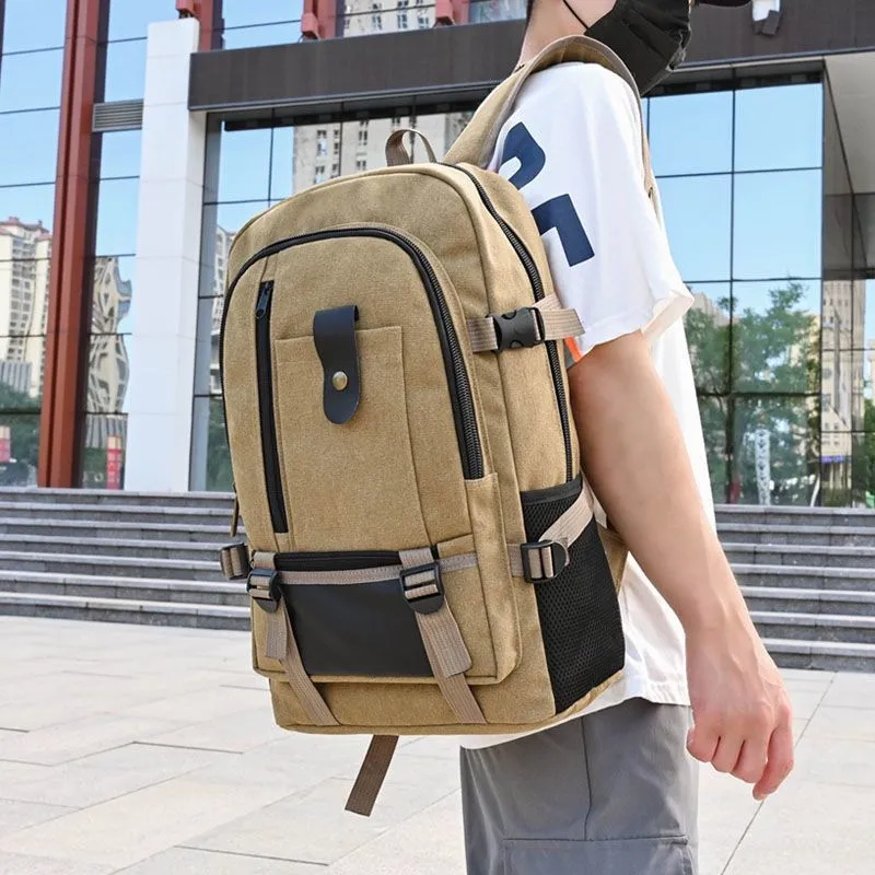 2022 New Mountaineering Bag Backpack for Men Canvas Large Capacity High School Backpacks Outdoor Travel Camping Bag Computer Bag