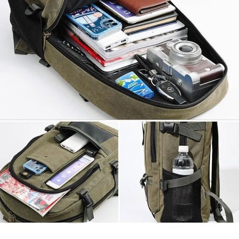 2022 New Mountaineering Bag Backpack for Men Canvas Large Capacity High School Backpacks Outdoor Travel Camping Bag Computer Bag