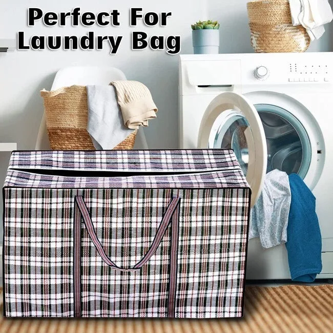 40x Large Checkered Bags  - Striped Shopping Bags - 65cm x 55cm x 30cm