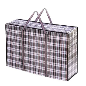 40x Large Checkered Bags  - Striped Shopping Bags - 65cm x 55cm x 30cm