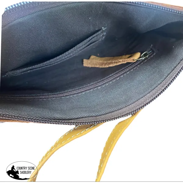 A8260 - Tooled Hair-On hide Leather Oversized Clutch / Crossbody Bag