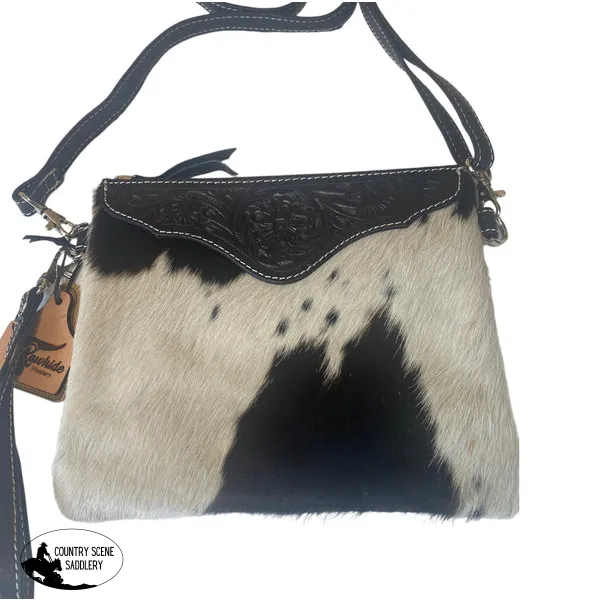 A8260 - Tooled Hair-On hide Leather Oversized Clutch / Crossbody Bag