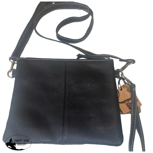 A8260 - Tooled Hair-On hide Leather Oversized Clutch / Crossbody Bag