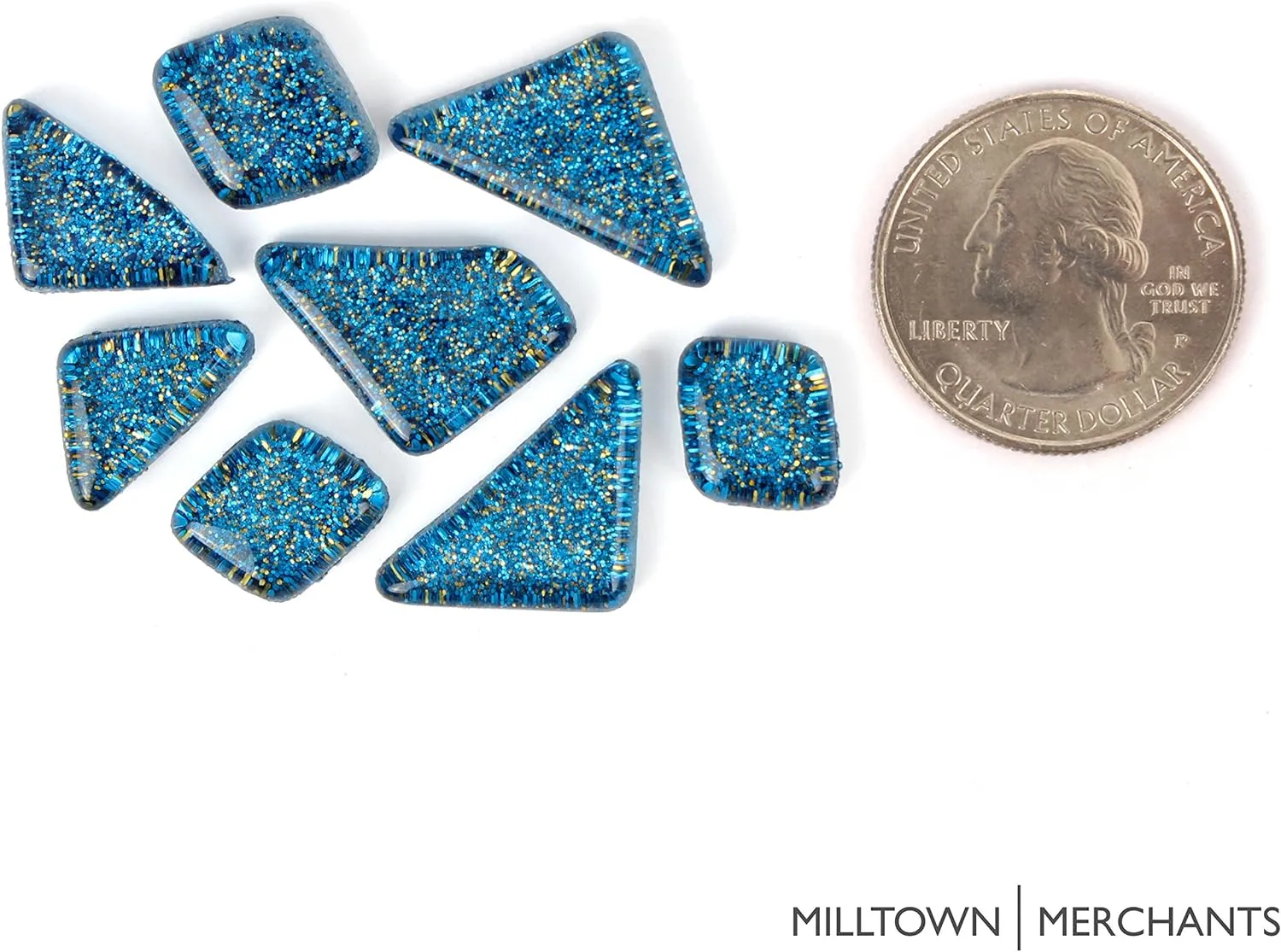 Aquamarine Glitter Smooth Mosaic Tile