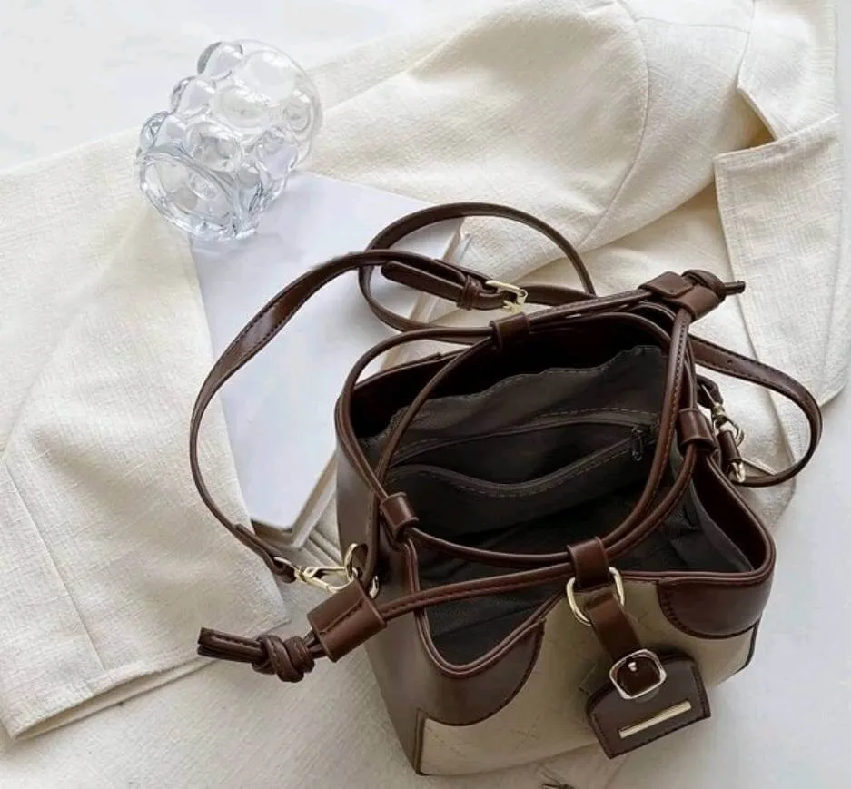Bag - Shoulder - luxury two tone brown cream