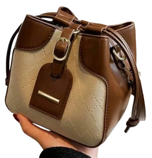 Bag - Shoulder - luxury two tone brown cream
