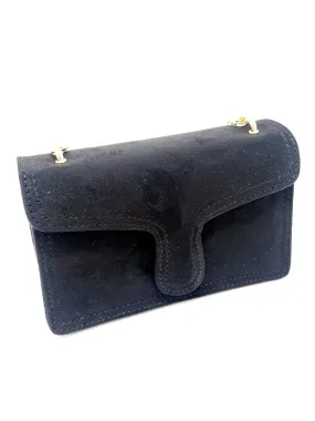 Black Suede Box Clutch Bag