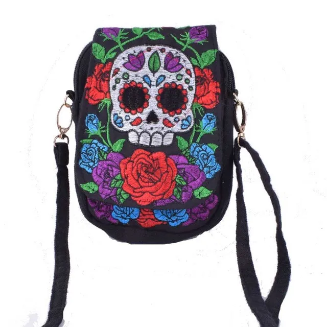 Boho Ethnic Embroidery Bag Vintage Embroidered Canvas Cover Shoulder Messenger Bags Women Small Coins Travel Beach Phone Purse