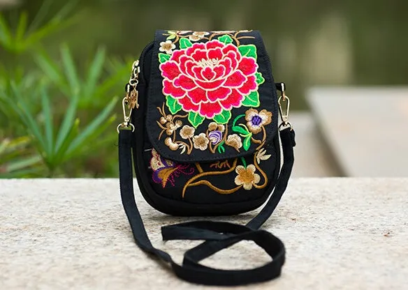 Boho Ethnic Embroidery Bag Vintage Embroidered Canvas Cover Shoulder Messenger Bags Women Small Coins Travel Beach Phone Purse