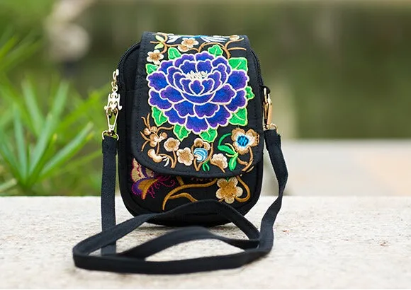Boho Ethnic Embroidery Bag Vintage Embroidered Canvas Cover Shoulder Messenger Bags Women Small Coins Travel Beach Phone Purse