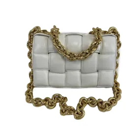 Bottega Veneta - Lambskin Maxi Intrecciato Padded White Crossbody