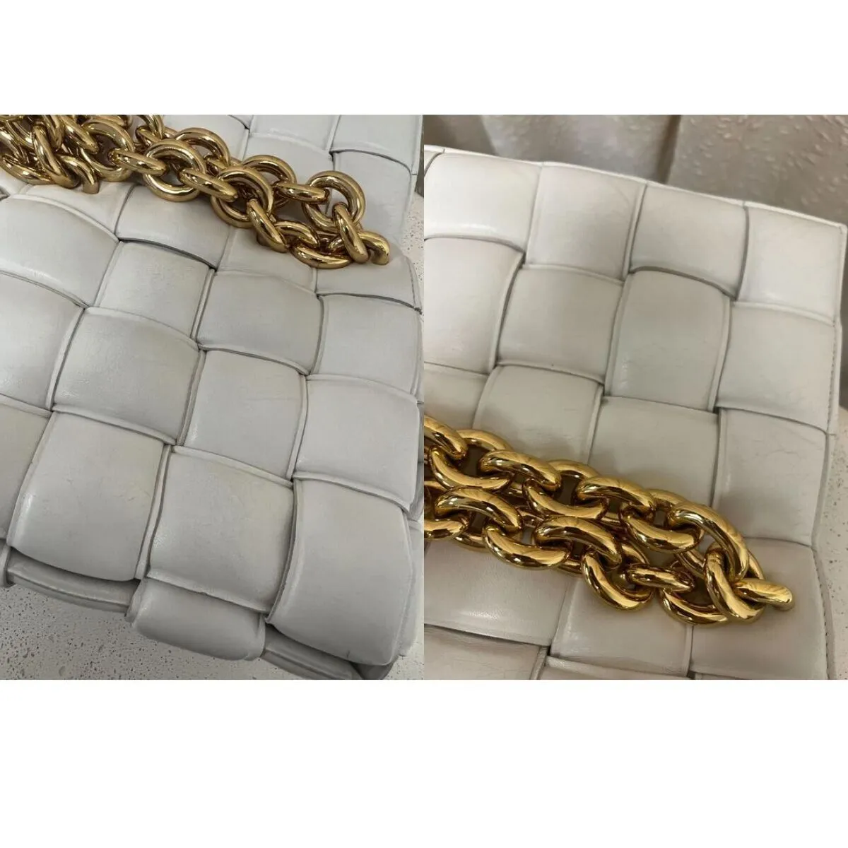 Bottega Veneta Lambskin Maxi Intrecciato Padded White Crossbody