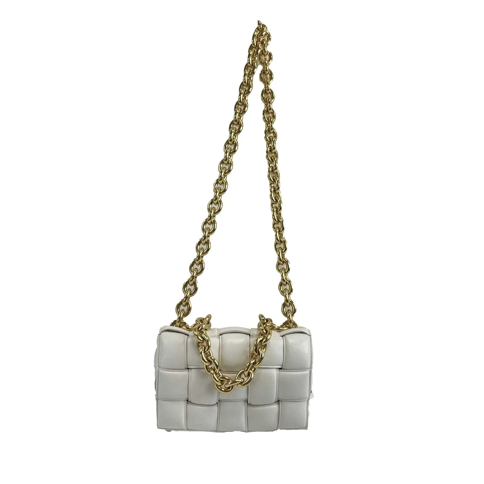 Bottega Veneta - Lambskin Maxi Intrecciato Padded White Crossbody