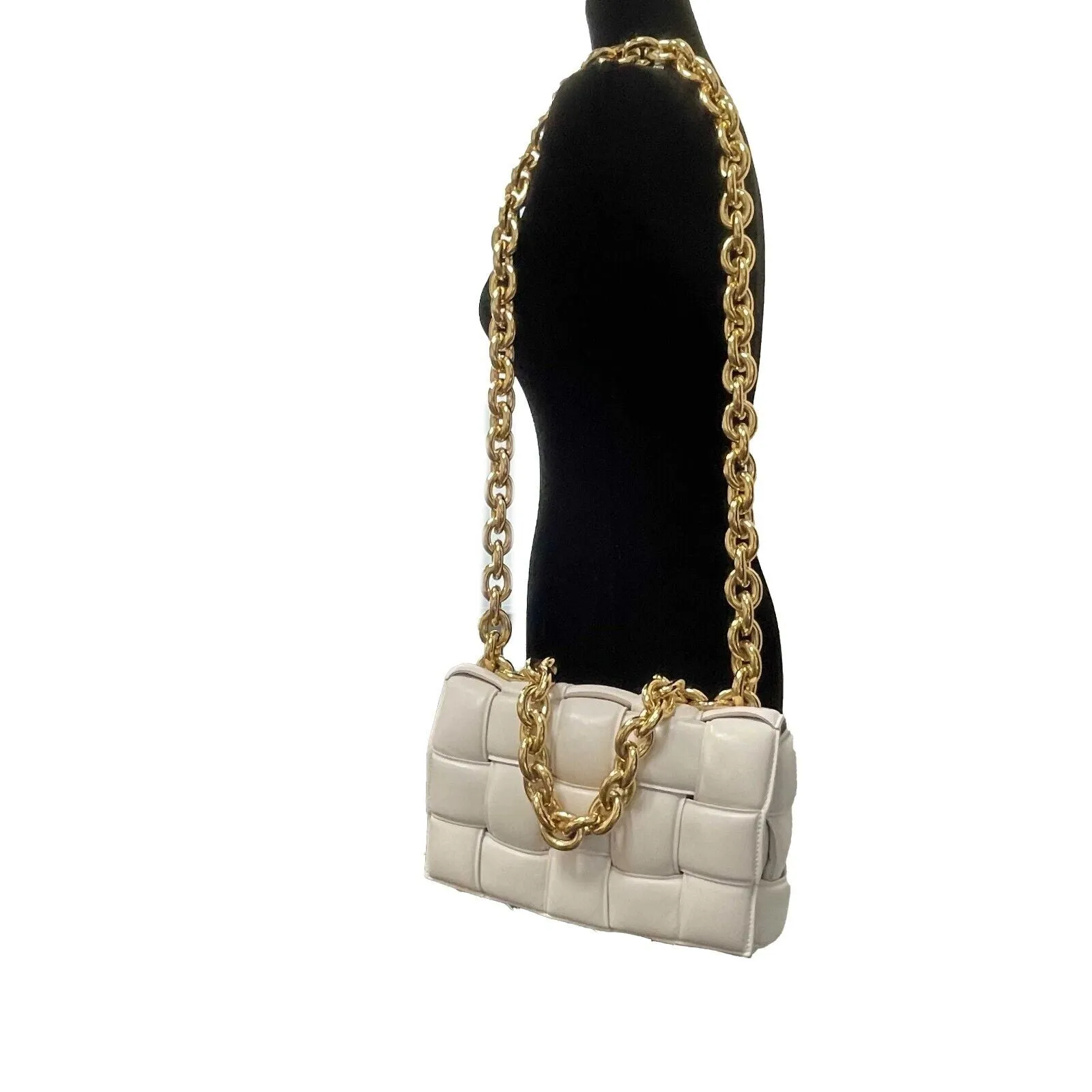 Bottega Veneta - Lambskin Maxi Intrecciato Padded White Crossbody