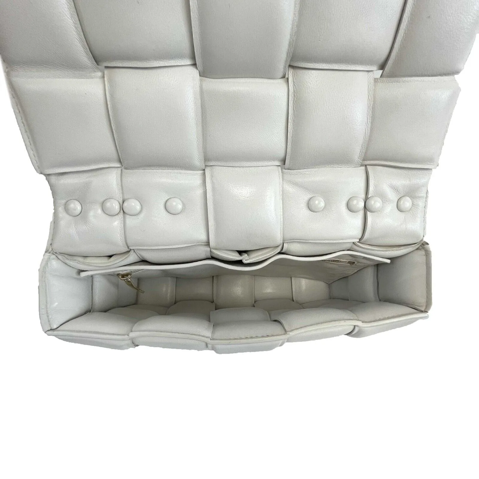 Bottega Veneta - Lambskin Maxi Intrecciato Padded White Crossbody