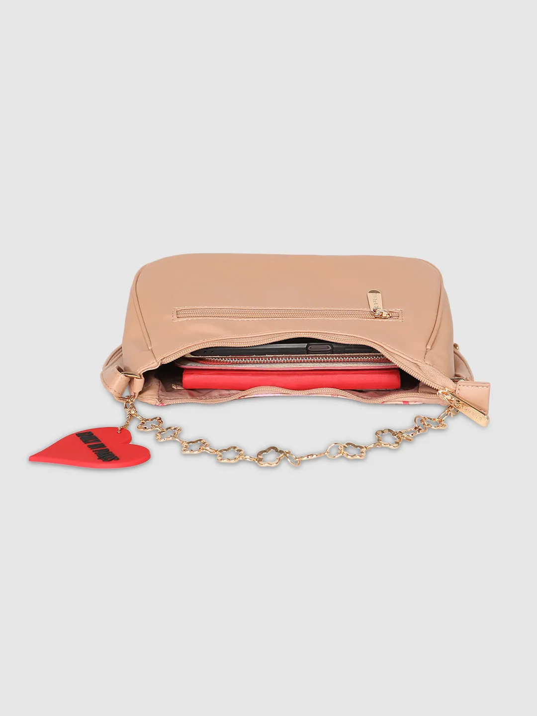 Caprese Emily In Paris Printed Hobo Handbag Beige