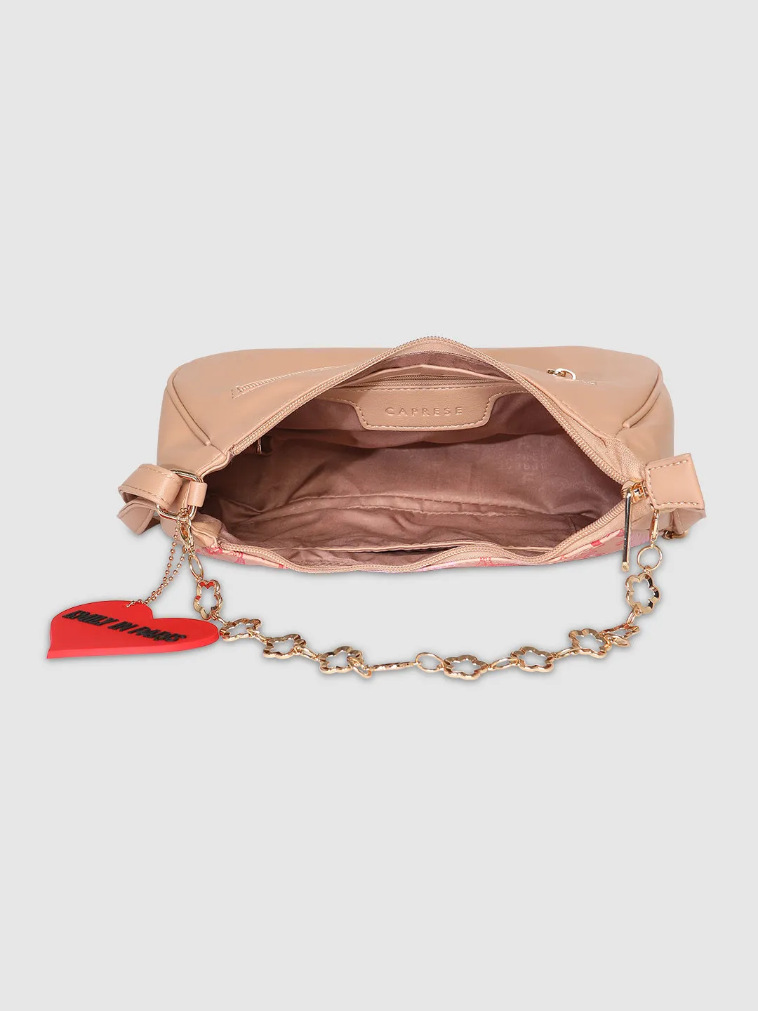Caprese Emily In Paris Printed Hobo Handbag Beige