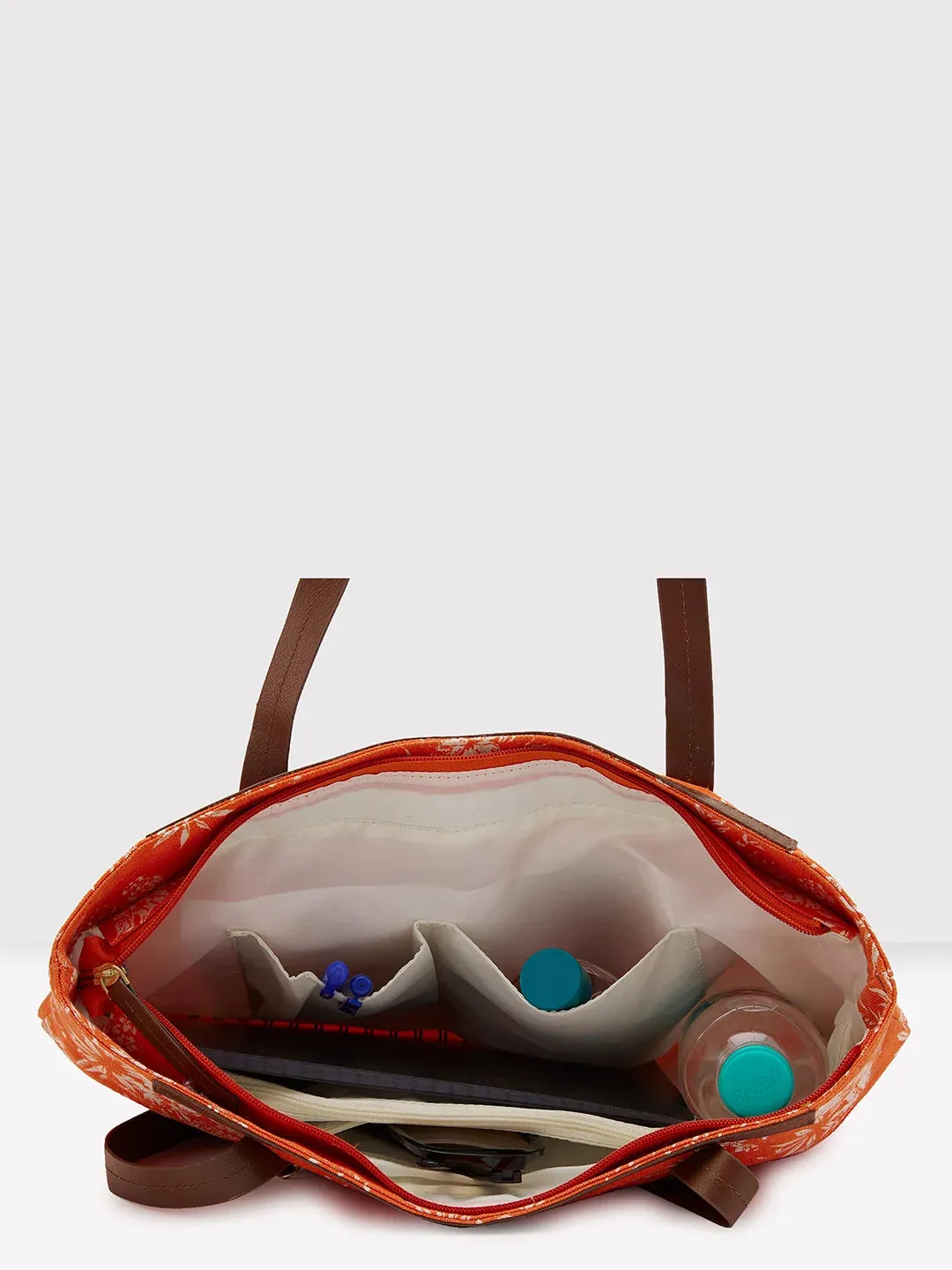 Large Orange Caprese Kendall Tote - Optimized E-commerce Product Title