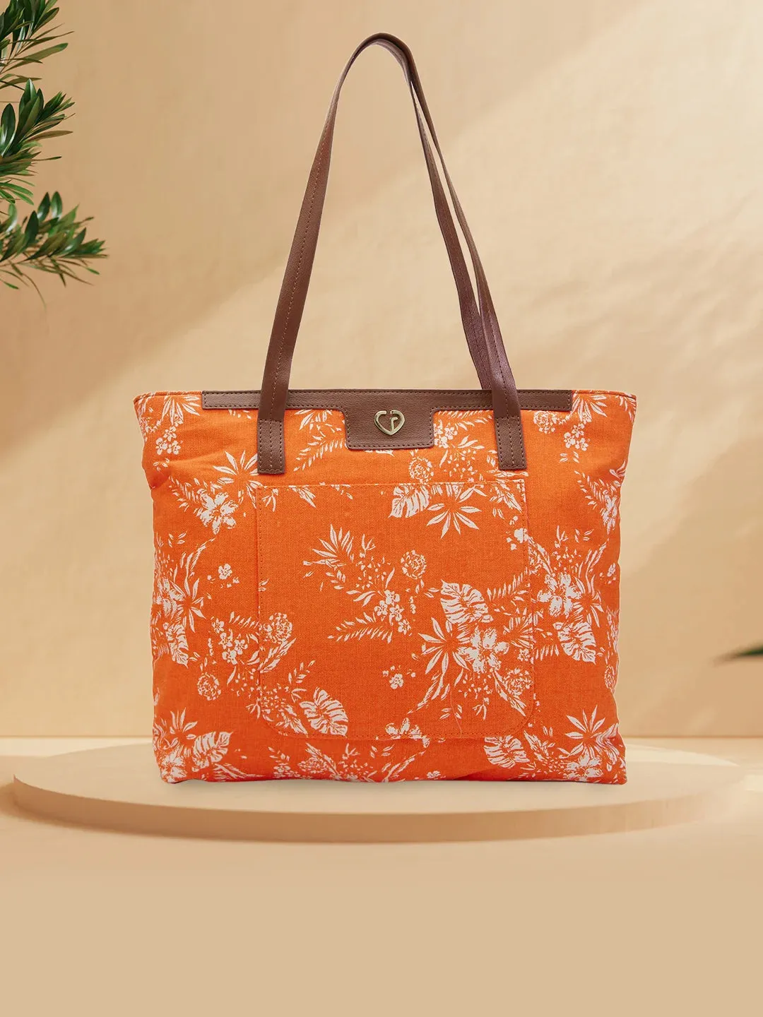 Large Orange Caprese Kendall Tote - Optimized E-commerce Product Title