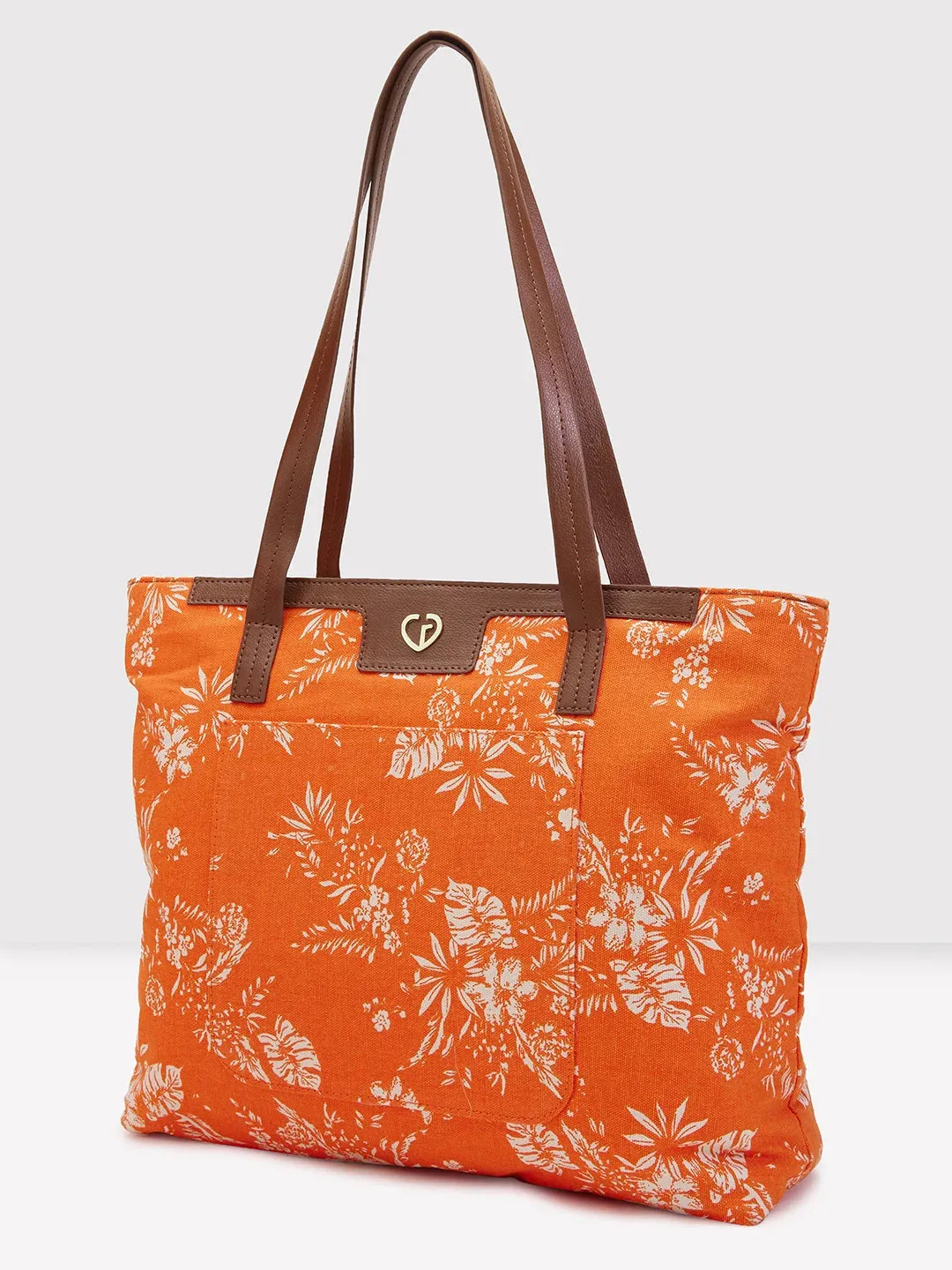 Large Orange Caprese Kendall Tote - Optimized E-commerce Product Title
