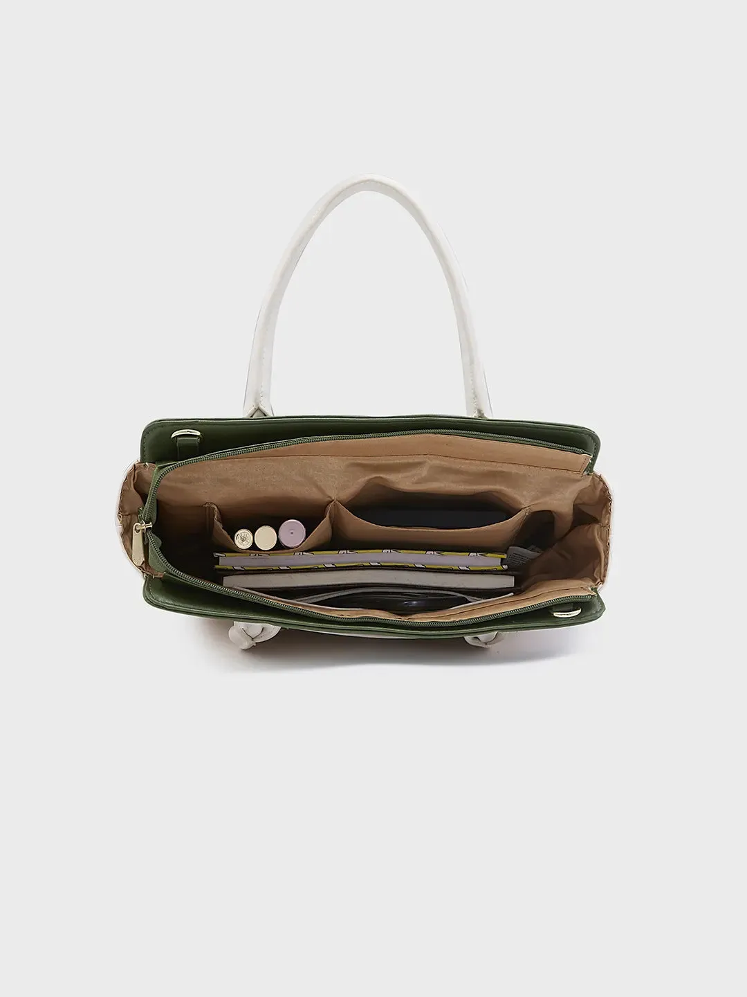 Caprese Lizzy Satchel Medium Solid Women'S Handbag Cream