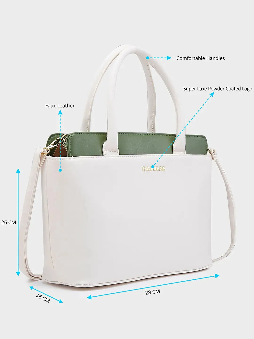 Caprese Lizzy Satchel Medium Solid Women'S Handbag Cream