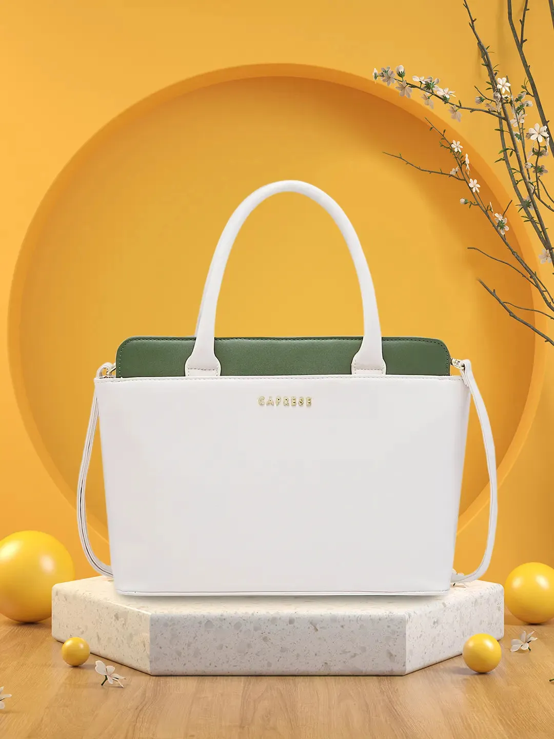 Caprese Lizzy Satchel Medium Solid Women'S Handbag Cream