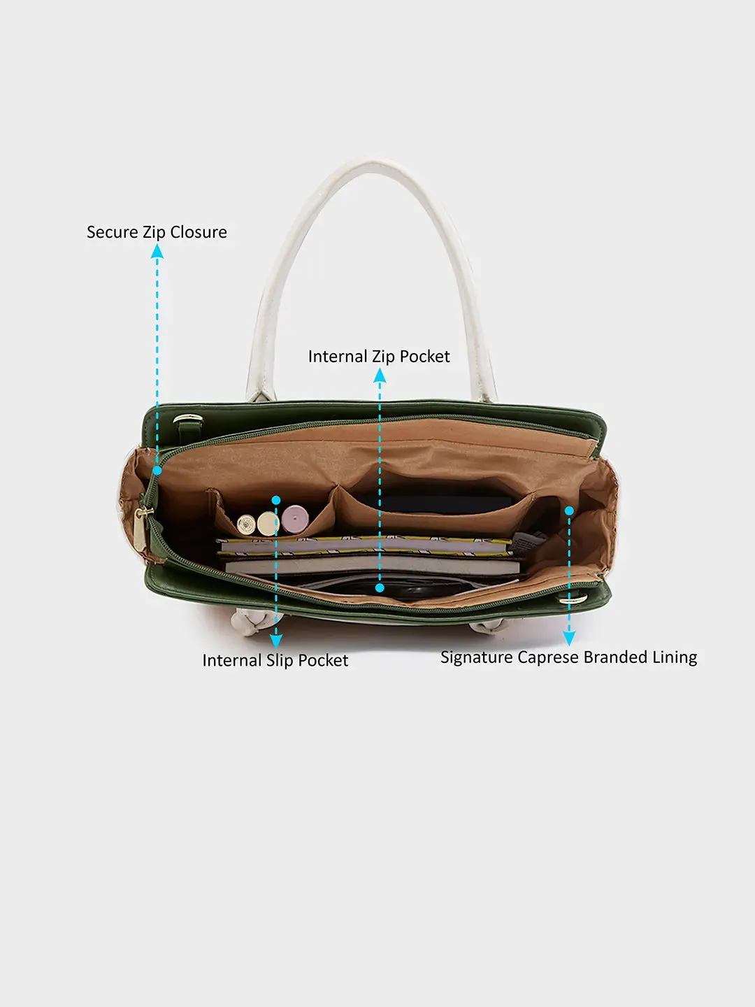 Caprese Lizzy Satchel Medium Solid Women'S Handbag Cream