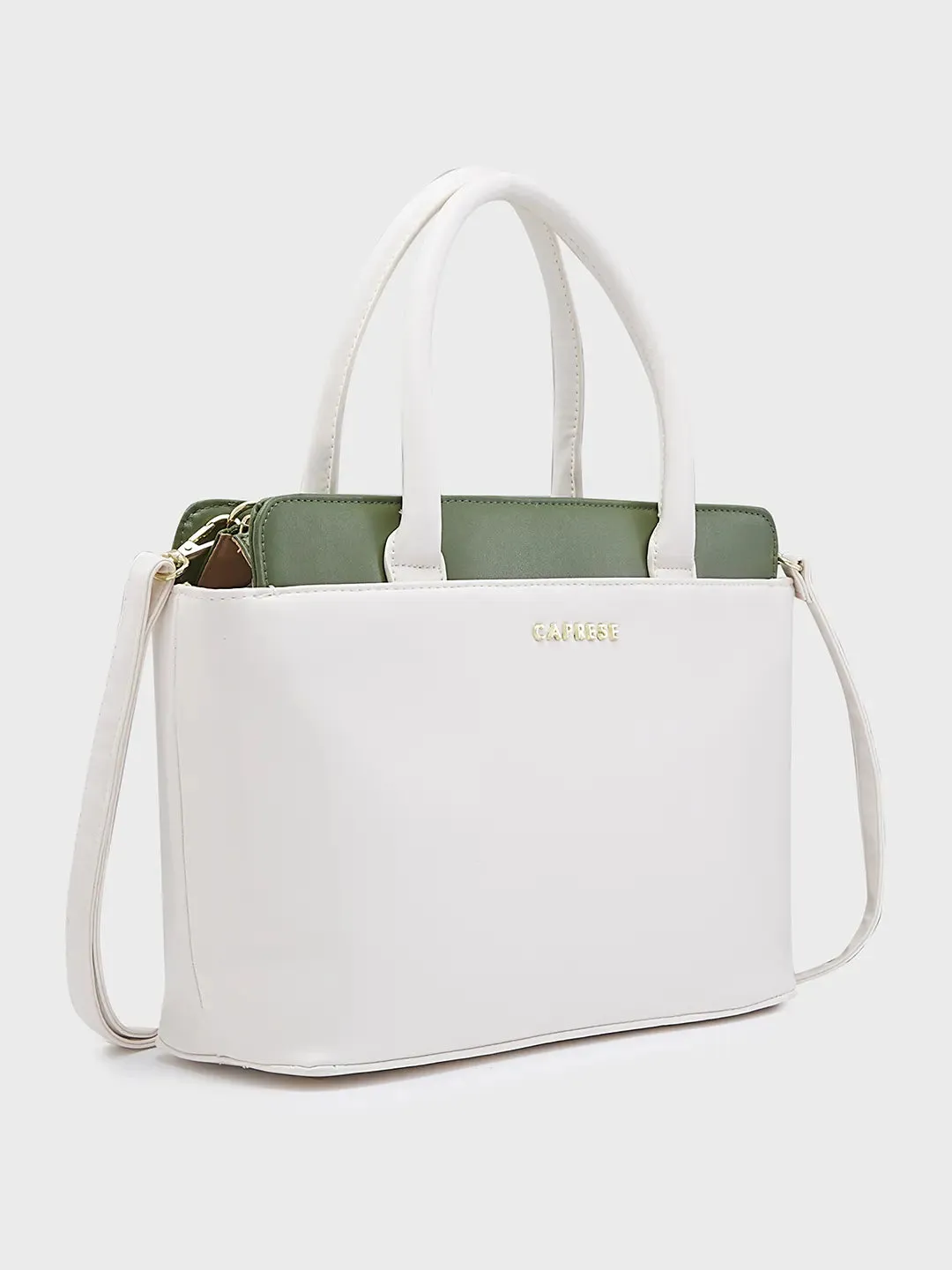 Caprese Lizzy Satchel Medium Solid Women'S Handbag Cream