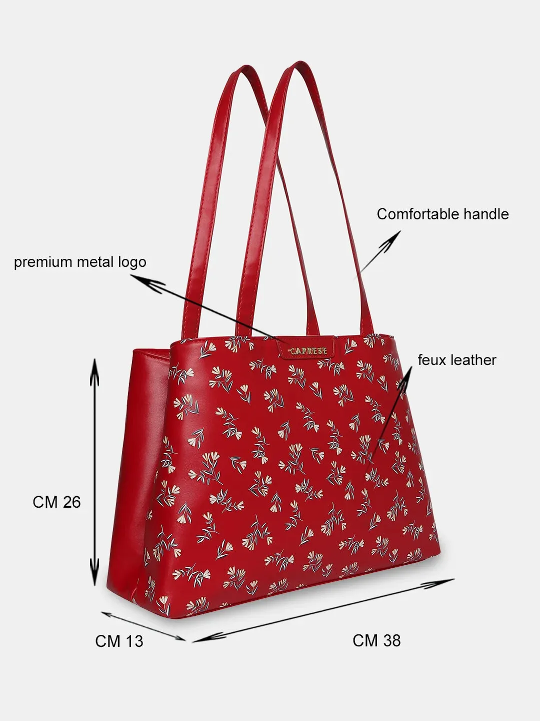 Caprese Merida Satchel Large Printed Women'S Handbag Red