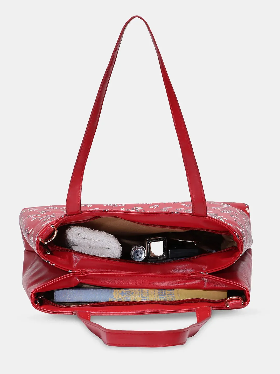 Caprese Merida Satchel Large Printed Women'S Handbag Red