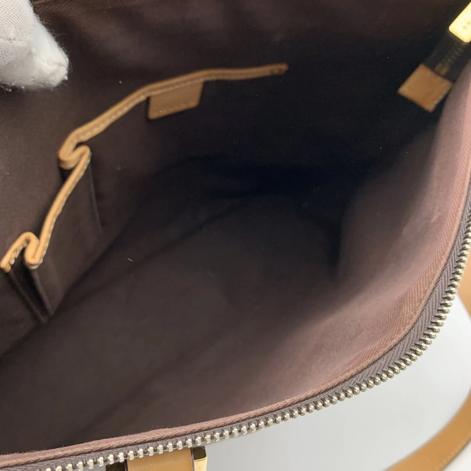 Celine Vintage Brown Macadam Canvas Tote Shoulder Bag