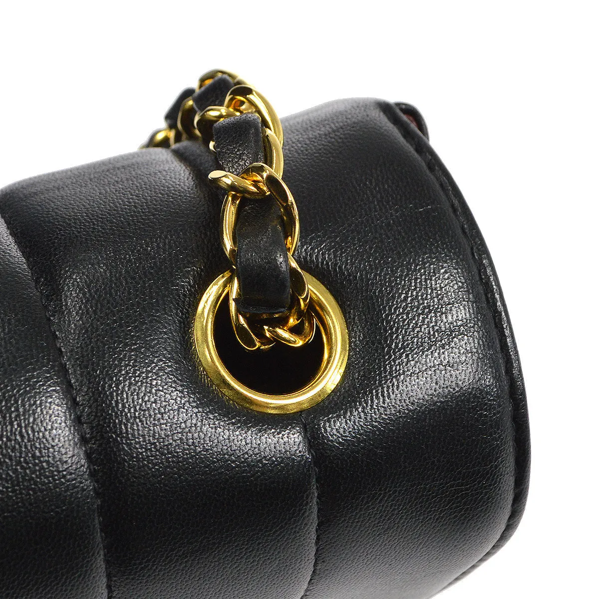 CHANEL 1991-1994 Border Flap Medium Black Lambskin 87935